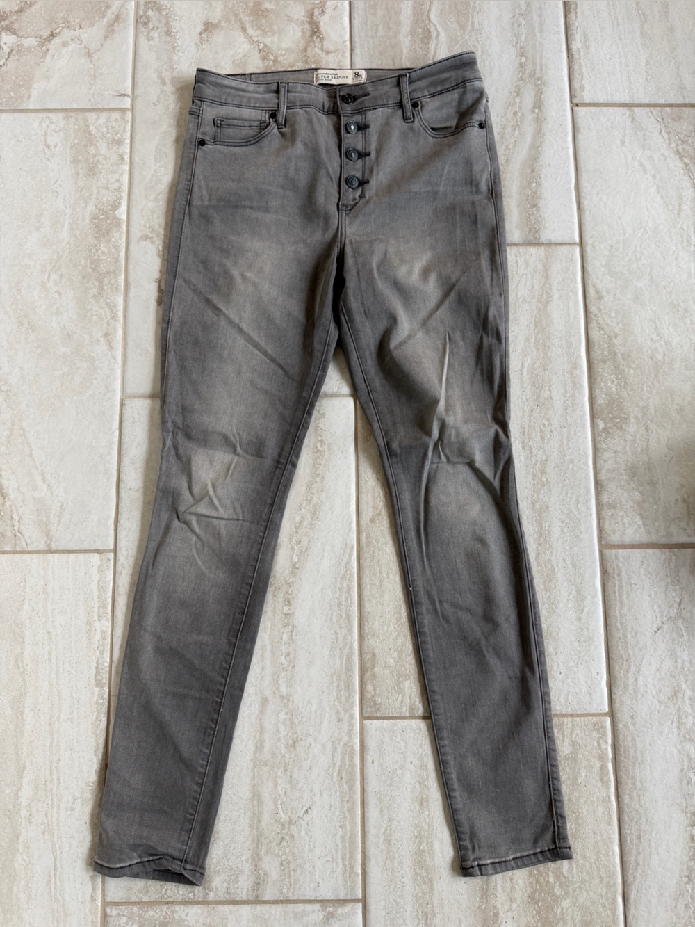 Abercrombie & Fitch High-Waist Button-Front Jeans in Charcoal Gray